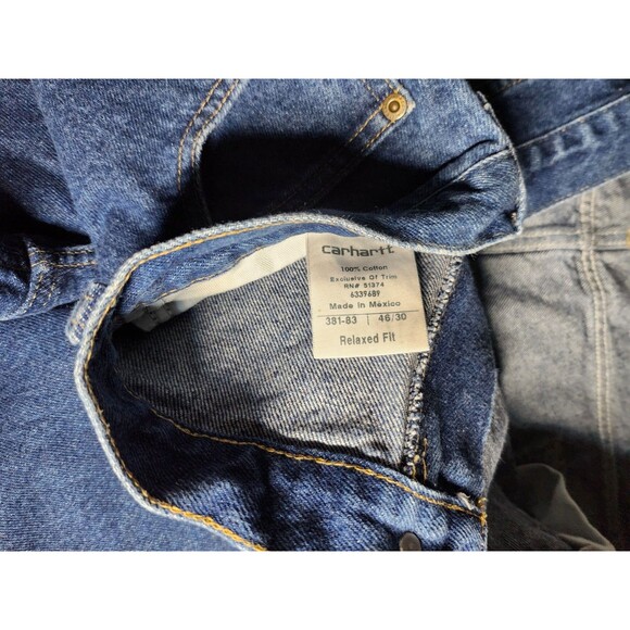 Carhartt Relaxed Fit Denim Work Jeans Men’s 46x30 Blue Heavy Duty RN 51374 - Picture 5 of 8